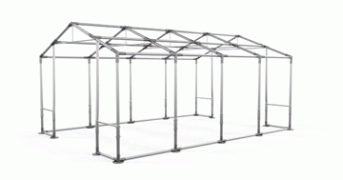 Skladový stan 4x5x2m střecha PVC 580g/m2 boky PVC 500g/m2 konstrukce LÉTO-barva šedá