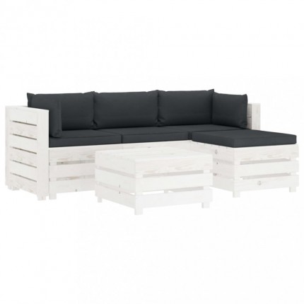 vidaXL 5dílná sedací souprava z palet + antracitové podušky dřevo