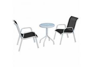 Zahradní bistro set 3 ks kov / textilen Dekorhome